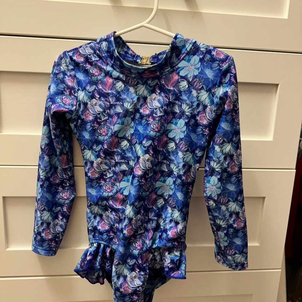 Floral Blue Kids Swim Rashguard